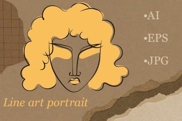 Download Line Art Sophisticated Woman Portrait - Premium Bundle