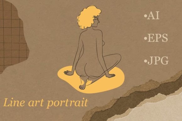 Download Line Art Sophisticated Woman Portrait - Premium Resources
